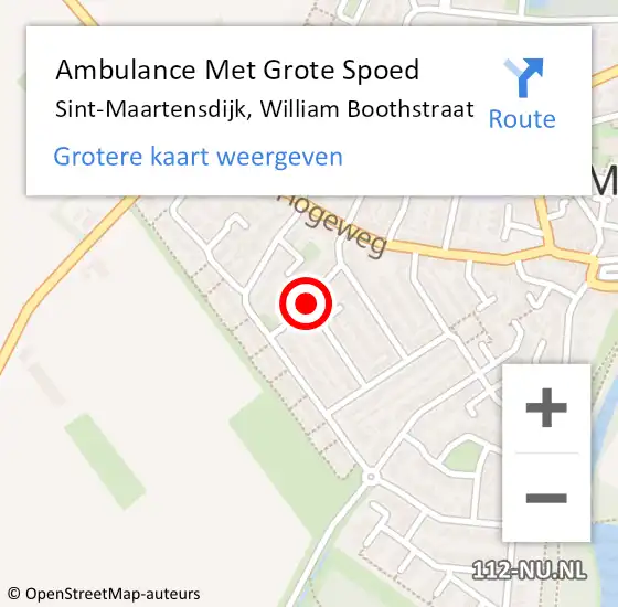 Locatie op kaart van de 112 melding: Ambulance Met Grote Spoed Naar Sint-Maartensdijk, William Boothstraat op 20 maart 2015 21:45