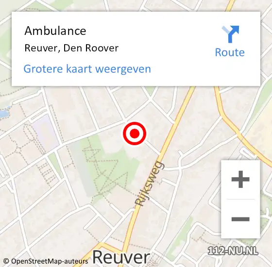 Locatie op kaart van de 112 melding: Ambulance Reuver, Den Roover op 20 maart 2015 22:05