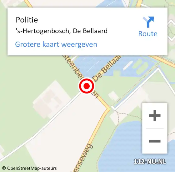 Locatie op kaart van de 112 melding: Politie 's-Hertogenbosch, De Bellaard op 20 maart 2015 22:29