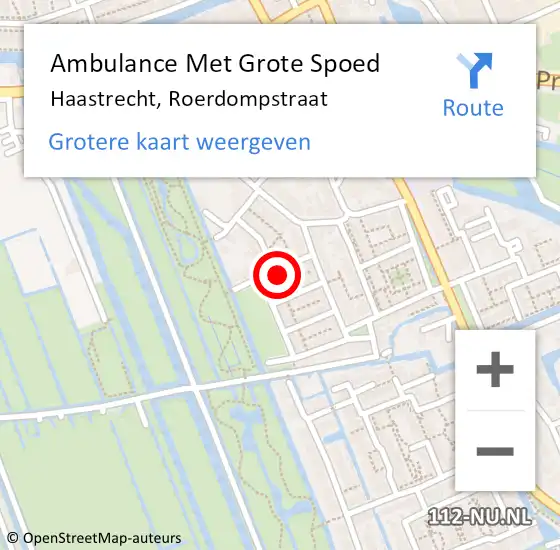 Locatie op kaart van de 112 melding: Ambulance Met Grote Spoed Naar Haastrecht, Roerdompstraat op 20 maart 2015 22:33