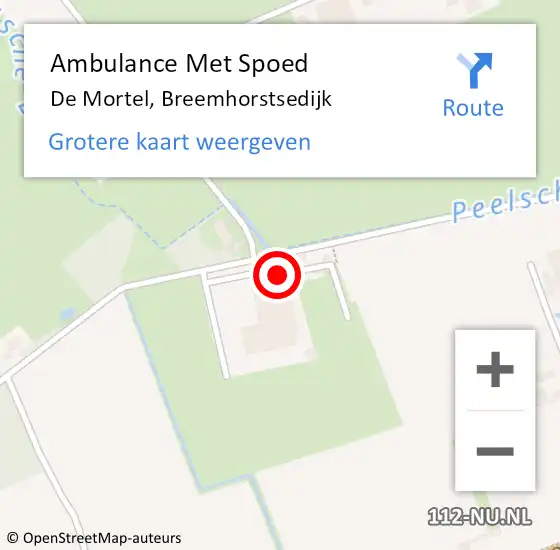 Locatie op kaart van de 112 melding: Ambulance Met Spoed Naar De Mortel, Breemhorstsedijk op 20 maart 2015 22:47