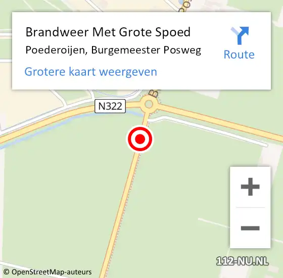 Locatie op kaart van de 112 melding: Brandweer Met Grote Spoed Naar Poederoijen, Burgemeester Posweg op 20 maart 2015 22:49