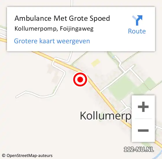 Locatie op kaart van de 112 melding: Ambulance Met Grote Spoed Naar Kollumerpomp, Foijingaweg op 2 november 2013 11:46