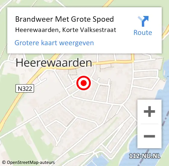 Locatie op kaart van de 112 melding: Brandweer Met Grote Spoed Naar Heerewaarden, Korte Valksestraat op 20 maart 2015 23:50