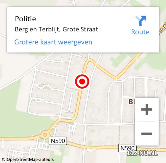 Locatie op kaart van de 112 melding: Politie Berg en Terblijt, Grote Straat op 20 maart 2015 23:53