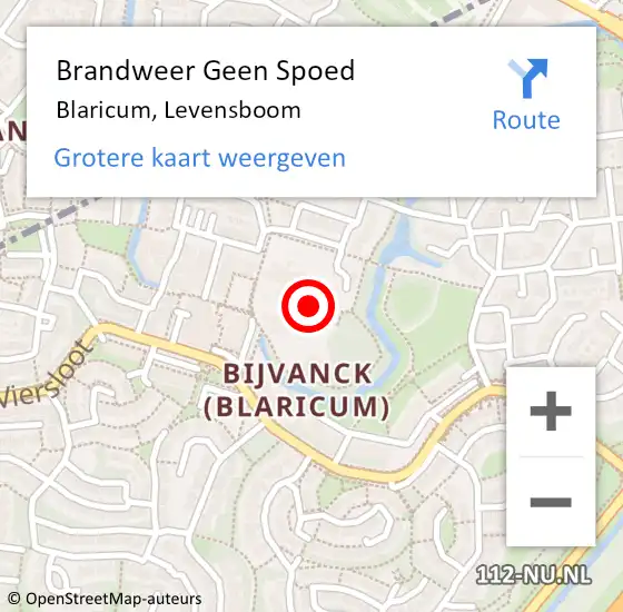 Locatie op kaart van de 112 melding: Brandweer Geen Spoed Naar Blaricum, Levensboom op 21 maart 2015 00:13