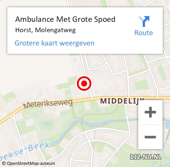 Locatie op kaart van de 112 melding: Ambulance Met Grote Spoed Naar Horst, Molengatweg op 21 maart 2015 00:23