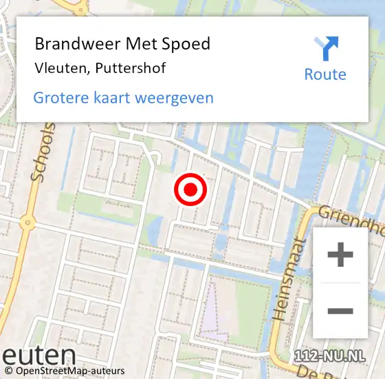 Locatie op kaart van de 112 melding: Brandweer Met Spoed Naar Vleuten, Puttershof op 21 maart 2015 00:28