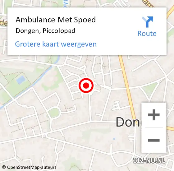 Locatie op kaart van de 112 melding: Ambulance Met Spoed Naar Dongen, Piccolopad op 21 maart 2015 01:45