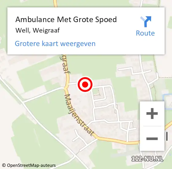 Locatie op kaart van de 112 melding: Ambulance Met Grote Spoed Naar Well, Weigraaf op 21 maart 2015 02:14