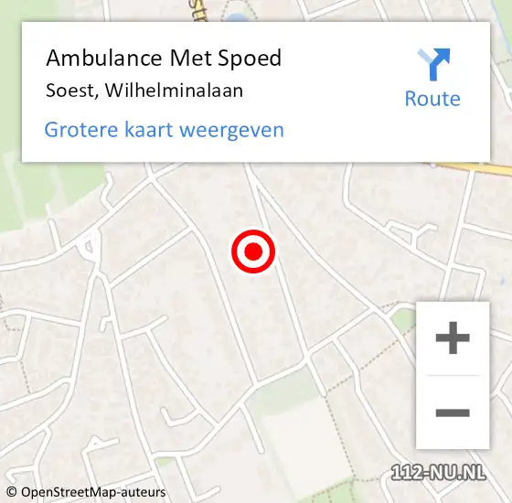 Locatie op kaart van de 112 melding: Ambulance Met Spoed Naar Soest, Wilhelminalaan op 21 maart 2015 02:41