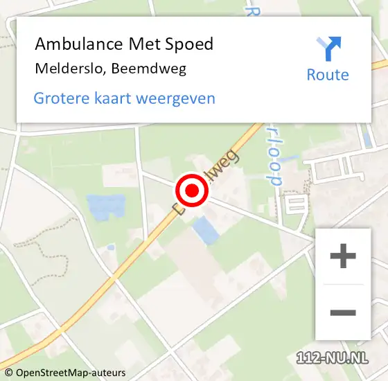 Locatie op kaart van de 112 melding: Ambulance Met Spoed Naar Melderslo, Beemdweg op 21 maart 2015 03:12