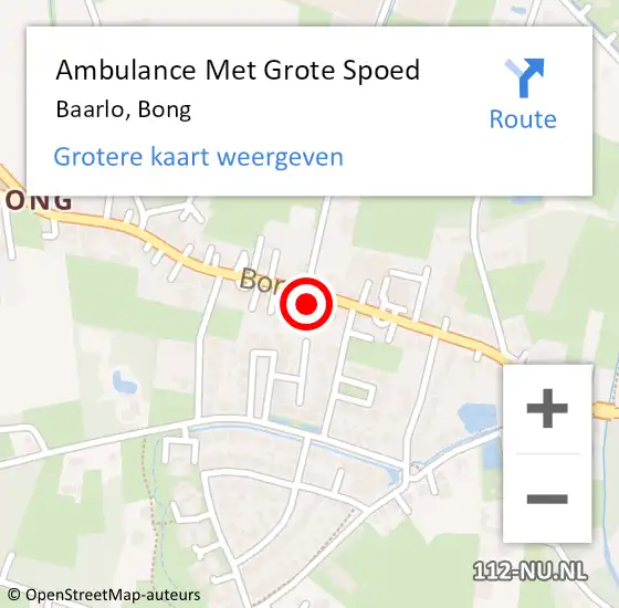 Locatie op kaart van de 112 melding: Ambulance Met Grote Spoed Naar Baarlo, Bong op 21 maart 2015 07:10