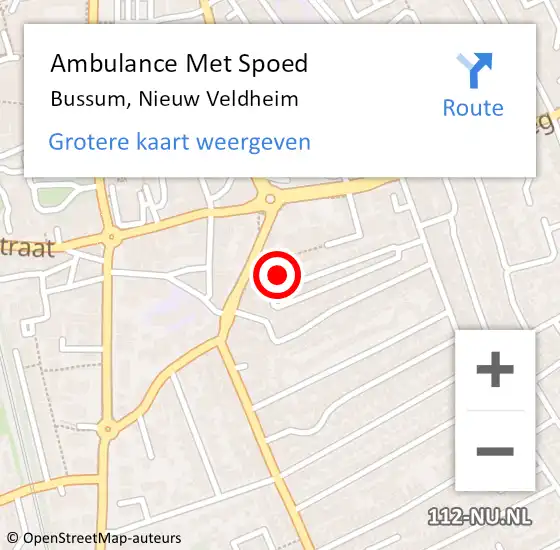 Locatie op kaart van de 112 melding: Ambulance Met Spoed Naar Bussum, Nieuw Veldheim op 21 maart 2015 08:38