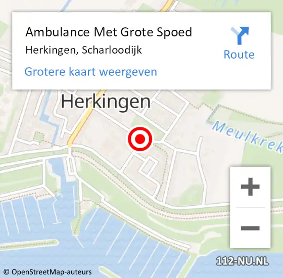 Locatie op kaart van de 112 melding: Ambulance Met Grote Spoed Naar Herkingen, Scharloodijk op 21 maart 2015 08:49