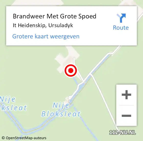 Locatie op kaart van de 112 melding: Brandweer Met Grote Spoed Naar It Heidenskip, Ursuladyk op 21 maart 2015 09:03