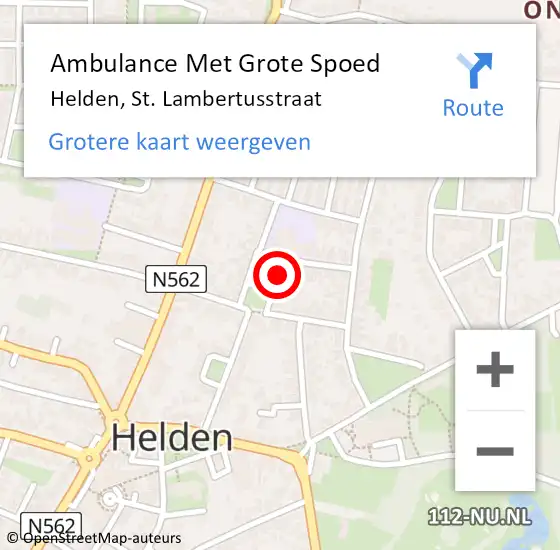 Locatie op kaart van de 112 melding: Ambulance Met Grote Spoed Naar Helden, St. Lambertusstraat op 21 maart 2015 09:24