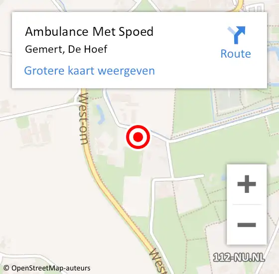 Locatie op kaart van de 112 melding: Ambulance Met Spoed Naar Gemert, De Hoef op 21 maart 2015 09:34