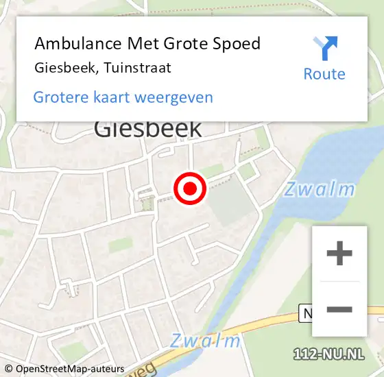 Locatie op kaart van de 112 melding: Ambulance Met Grote Spoed Naar Giesbeek, Tuinstraat op 21 maart 2015 10:10