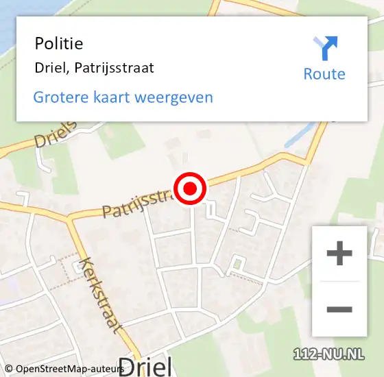 Locatie op kaart van de 112 melding: Politie Driel, Patrijsstraat op 21 maart 2015 10:35