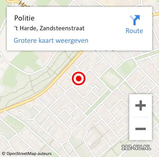 Locatie op kaart van de 112 melding: Politie 't Harde, Zandsteenstraat op 21 maart 2015 10:35