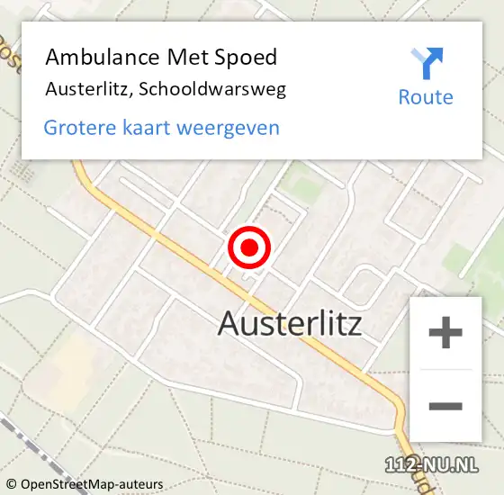 Locatie op kaart van de 112 melding: Ambulance Met Spoed Naar Austerlitz, Schooldwarsweg op 21 maart 2015 10:36