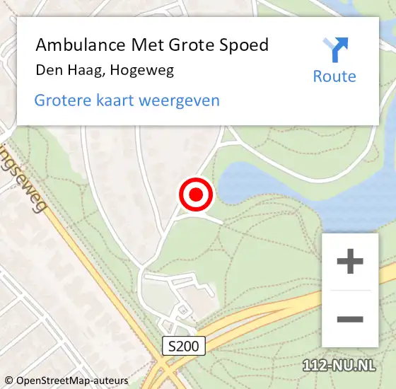 Locatie op kaart van de 112 melding: Ambulance Met Grote Spoed Naar Den Haag, Hogeweg op 11 september 2013 15:27
