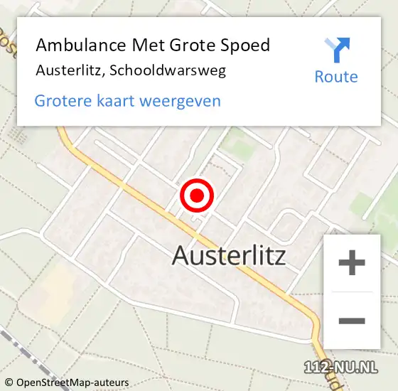 Locatie op kaart van de 112 melding: Ambulance Met Grote Spoed Naar Austerlitz, Schooldwarsweg op 21 maart 2015 10:53