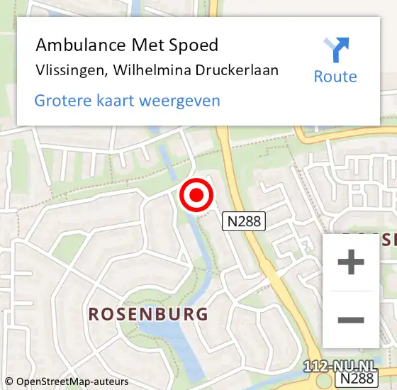 Locatie op kaart van de 112 melding: Ambulance Met Spoed Naar Vlissingen, Wilhelmina Druckerlaan op 21 maart 2015 11:58