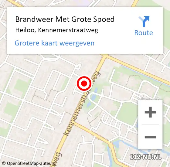 Locatie op kaart van de 112 melding: Brandweer Met Grote Spoed Naar Heiloo, Kennemerstraatweg op 21 maart 2015 12:27