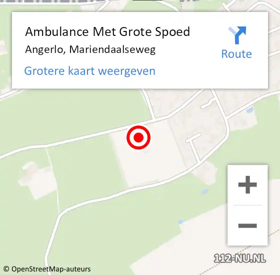 Locatie op kaart van de 112 melding: Ambulance Met Grote Spoed Naar Angerlo, Mariendaalseweg op 2 november 2013 12:27