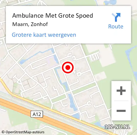 Locatie op kaart van de 112 melding: Ambulance Met Grote Spoed Naar Maarn, Zonhof op 21 maart 2015 13:48