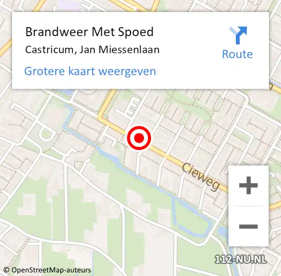 Locatie op kaart van de 112 melding: Brandweer Met Spoed Naar Castricum, Jan Miessenlaan op 21 maart 2015 14:15