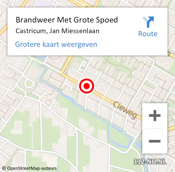 Locatie op kaart van de 112 melding: Brandweer Met Grote Spoed Naar Castricum, Jan Miessenlaan op 21 maart 2015 14:21