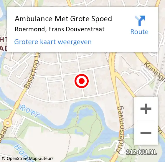 Locatie op kaart van de 112 melding: Ambulance Met Grote Spoed Naar Roermond, Frans Douvenstraat op 21 maart 2015 14:36