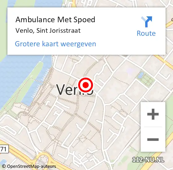 Locatie op kaart van de 112 melding: Ambulance Met Spoed Naar Venlo, Sint Jorisstraat op 21 maart 2015 15:23