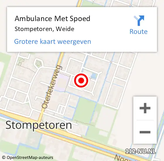 Locatie op kaart van de 112 melding: Ambulance Met Spoed Naar Stompetoren, Weide op 21 maart 2015 15:27