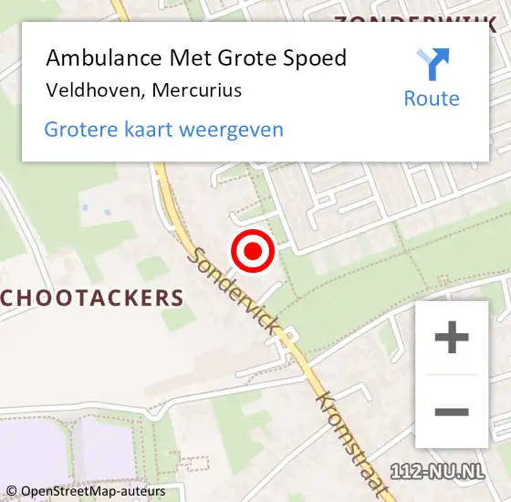 Locatie op kaart van de 112 melding: Ambulance Met Grote Spoed Naar Veldhoven, Mercurius op 21 maart 2015 15:35