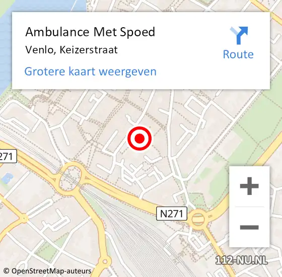 Locatie op kaart van de 112 melding: Ambulance Met Spoed Naar Venlo, Keizerstraat op 21 maart 2015 15:38