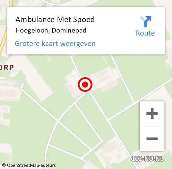 Locatie op kaart van de 112 melding: Ambulance Met Spoed Naar Hoogeloon, Dominepad op 21 maart 2015 15:41