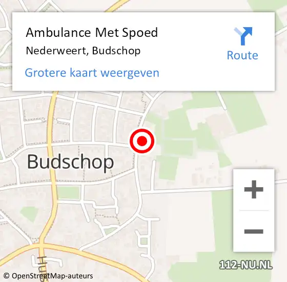 Locatie op kaart van de 112 melding: Ambulance Met Spoed Naar Nederweert, Budschop op 21 maart 2015 15:56