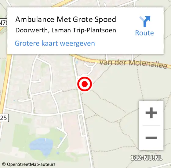 Locatie op kaart van de 112 melding: Ambulance Met Grote Spoed Naar Doorwerth, Laman Trip-Plantsoen op 21 maart 2015 16:02