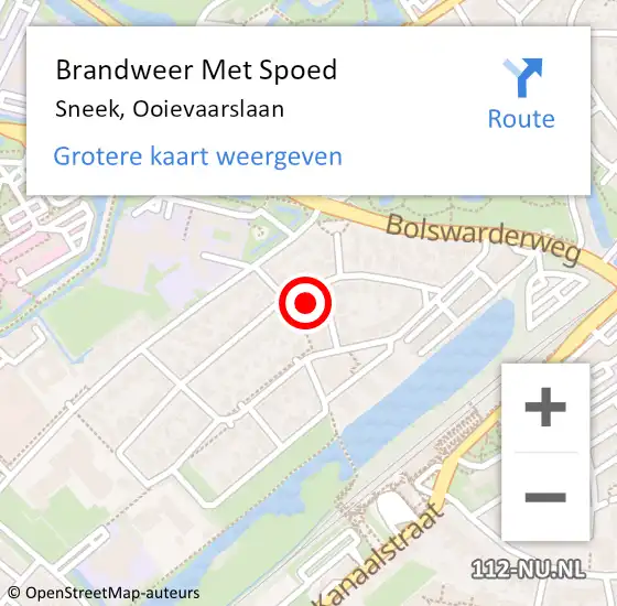 Locatie op kaart van de 112 melding: Brandweer Met Spoed Naar Sneek, Ooievaarslaan op 21 maart 2015 16:22