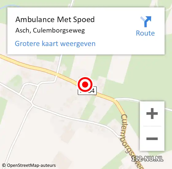 Locatie op kaart van de 112 melding: Ambulance Met Spoed Naar Asch, Culemborgseweg op 21 maart 2015 16:33