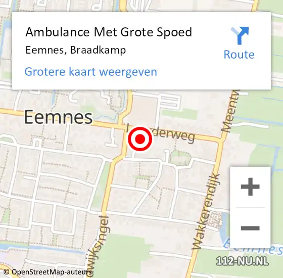 Locatie op kaart van de 112 melding: Ambulance Met Grote Spoed Naar Eemnes, Braadkamp op 21 maart 2015 17:56