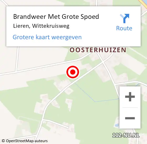 Locatie op kaart van de 112 melding: Brandweer Met Grote Spoed Naar Lieren, Wittekruisweg op 21 maart 2015 18:47