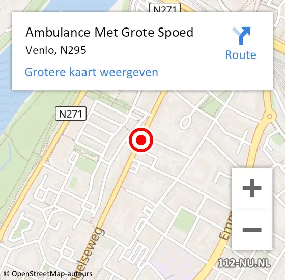Locatie op kaart van de 112 melding: Ambulance Met Grote Spoed Naar Venlo, N295 op 21 maart 2015 18:59