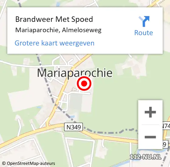 Locatie op kaart van de 112 melding: Brandweer Met Spoed Naar Mariaparochie, Almeloseweg op 21 maart 2015 19:00