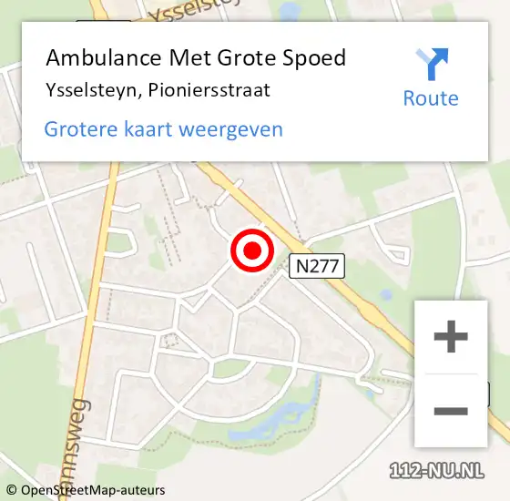 Locatie op kaart van de 112 melding: Ambulance Met Grote Spoed Naar Ysselsteyn, Pioniersstraat op 21 maart 2015 19:00