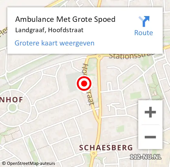 Locatie op kaart van de 112 melding: Ambulance Met Grote Spoed Naar Landgraaf, Hoofdstraat op 21 maart 2015 19:08